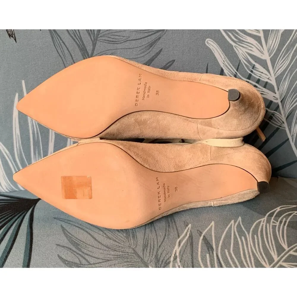 NEW IN BOX Derek Lam Montparnasse tan Suede Lace Up Booties Heels Shoes sz 38